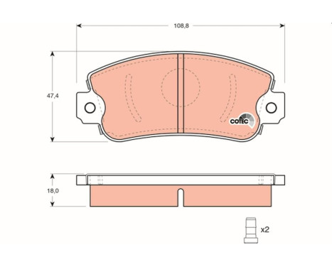 Kit de plaquettes de frein, frein à disque COTEC GDB297 TRW, Image 2