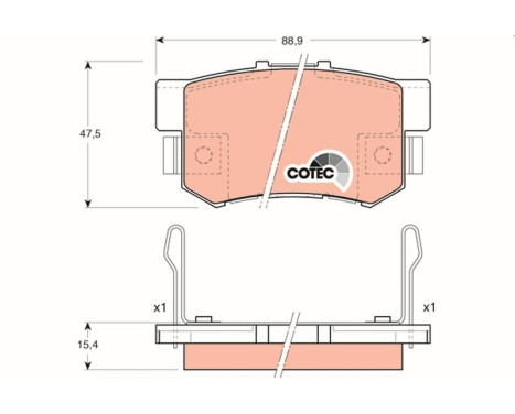 Kit de plaquettes de frein, frein à disque COTEC GDB3154 TRW, Image 2