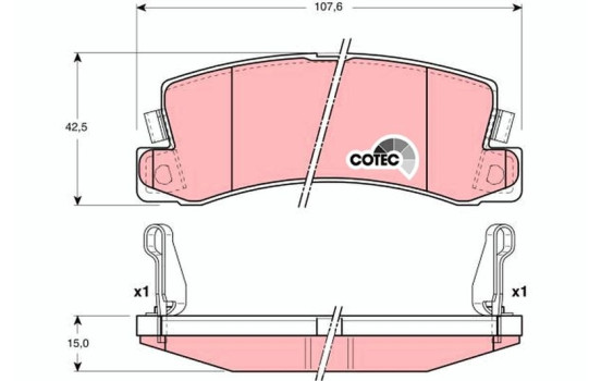 Kit de plaquettes de frein, frein à disque COTEC GDB3164 TRW, Image 2