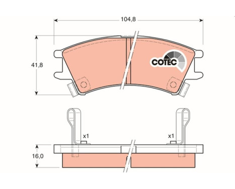 Kit de plaquettes de frein, frein à disque COTEC GDB3165 TRW, Image 2