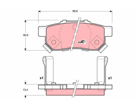 Kit de plaquettes de frein, frein à disque COTEC GDB3174 TRW, Image 2