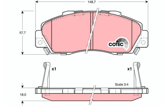 Kit de plaquettes de frein, frein à disque COTEC GDB3177 TRW, Image 2