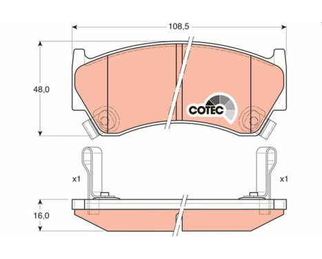 Kit de plaquettes de frein, frein à disque COTEC GDB3180 TRW, Image 2