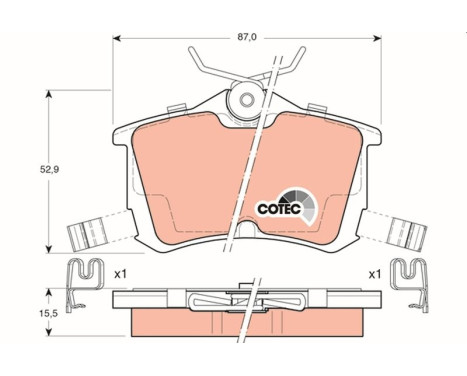 Kit de plaquettes de frein, frein à disque COTEC GDB3190 TRW, Image 2