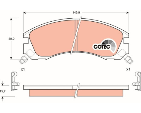 Kit de plaquettes de frein, frein à disque COTEC GDB3200 TRW, Image 2