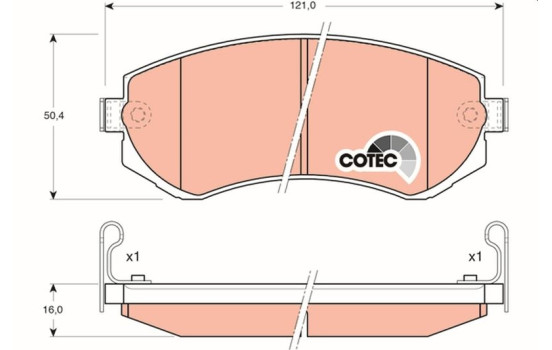 Kit de plaquettes de frein, frein à disque COTEC GDB3208 TRW, Image 2