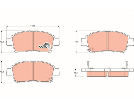 Kit de plaquettes de frein, frein à disque COTEC GDB3218 TRW, Image 2