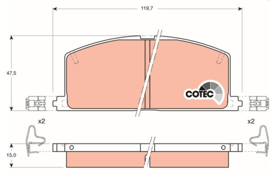 Kit de plaquettes de frein, frein à disque COTEC GDB323 TRW, Image 2