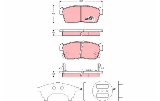 Kit de plaquettes de frein, frein à disque COTEC GDB3236 TRW, Image 2