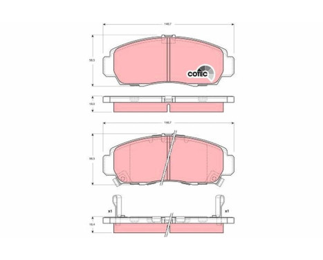 Kit de plaquettes de frein, frein à disque COTEC GDB3240 TRW, Image 2