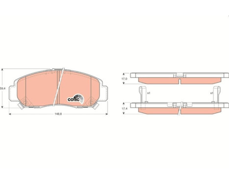 Kit de plaquettes de frein, frein à disque COTEC GDB3268 TRW, Image 2