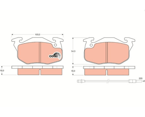 Kit de plaquettes de frein, frein à disque COTEC GDB327 TRW, Image 2