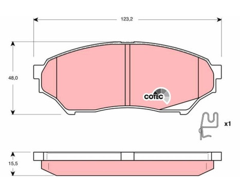 Kit de plaquettes de frein, frein à disque COTEC GDB3270 TRW, Image 2