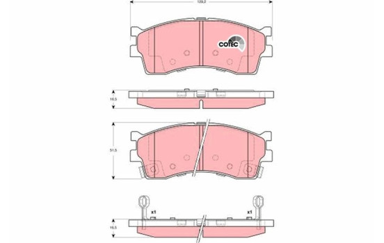 Kit de plaquettes de frein, frein à disque COTEC GDB3285 TRW, Image 2