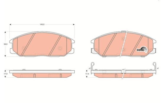 Kit de plaquettes de frein, frein à disque COTEC GDB3297 TRW, Image 2