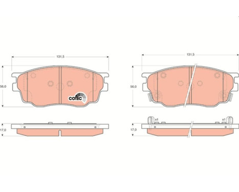 Kit de plaquettes de frein, frein à disque COTEC GDB3309 TRW, Image 2