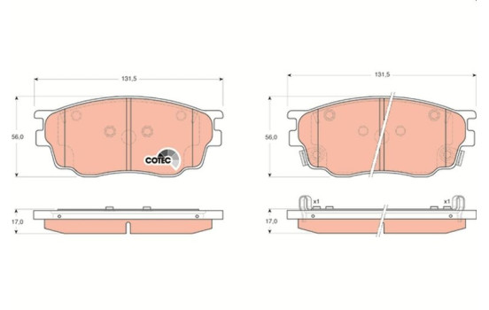Kit de plaquettes de frein, frein à disque COTEC GDB3309 TRW, Image 2
