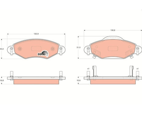 Kit de plaquettes de frein, frein à disque COTEC GDB3324 TRW, Image 2