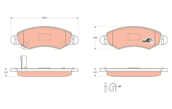 Kit de plaquettes de frein, frein à disque COTEC GDB3363 TRW, Image 2