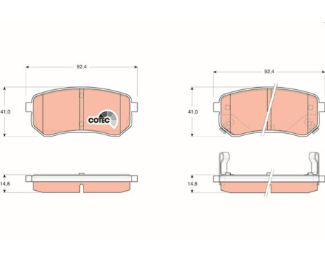 Kit de plaquettes de frein, frein à disque COTEC GDB3370 TRW, Image 2