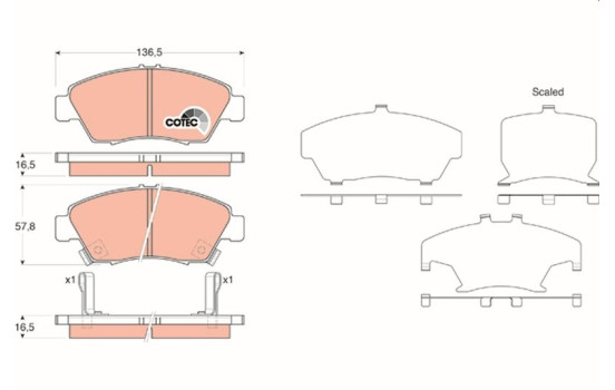 Kit de plaquettes de frein, frein à disque COTEC GDB3375 TRW, Image 2