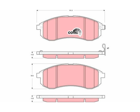 Kit de plaquettes de frein, frein à disque COTEC GDB3380 TRW, Image 2