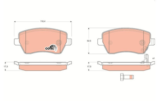Kit de plaquettes de frein, frein à disque COTEC GDB3396 TRW, Image 2