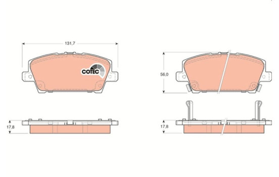 Kit de plaquettes de frein, frein à disque COTEC GDB3407 TRW, Image 2