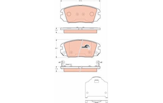 Kit de plaquettes de frein, frein à disque COTEC GDB3409 TRW, Image 2