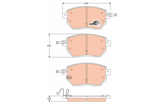 Kit de plaquettes de frein, frein à disque COTEC GDB3416 TRW, Image 2