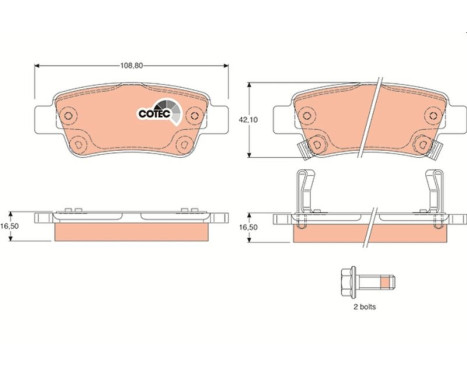 Kit de plaquettes de frein, frein à disque COTEC GDB3446 TRW, Image 2