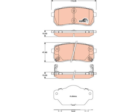 Kit de plaquettes de frein, frein à disque COTEC GDB3449 TRW, Image 2
