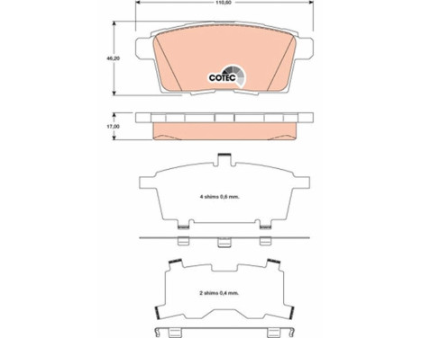 Kit de plaquettes de frein, frein à disque COTEC GDB3472 TRW, Image 2