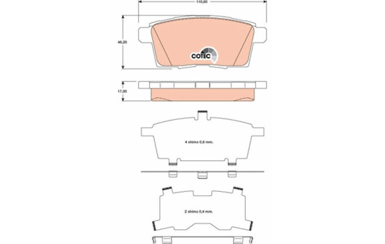 Kit de plaquettes de frein, frein à disque COTEC GDB3472 TRW, Image 2