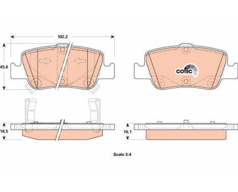 Kit de plaquettes de frein, frein à disque COTEC GDB3480 TRW, Image 2