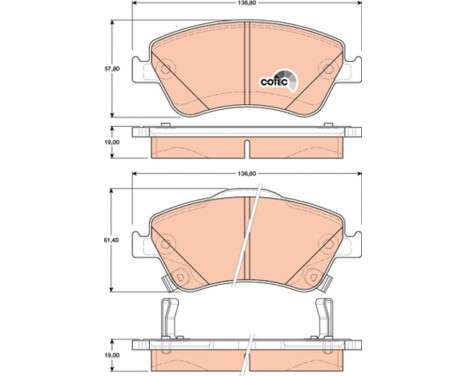 Kit de plaquettes de frein, frein à disque COTEC GDB3481 TRW, Image 2