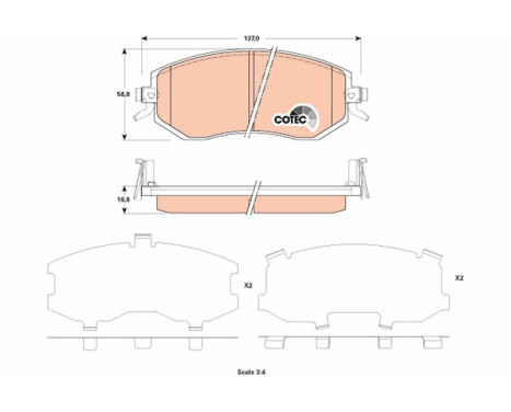 Kit de plaquettes de frein, frein à disque COTEC GDB3519 TRW, Image 2