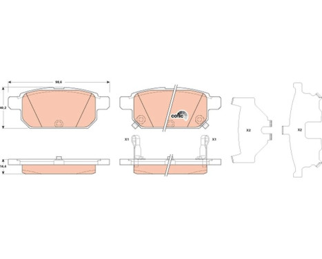 Kit de plaquettes de frein, frein à disque COTEC GDB3529 TRW, Image 2