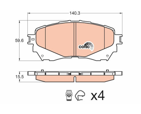 Kit de plaquettes de frein, frein à disque COTEC GDB3580 TRW, Image 2