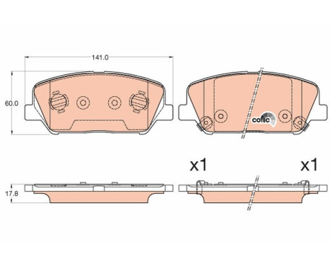 Kit de plaquettes de frein, frein à disque COTEC GDB3582 TRW, Image 2