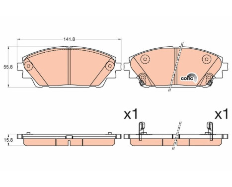 Kit de plaquettes de frein, frein à disque COTEC GDB3592 TRW, Image 2