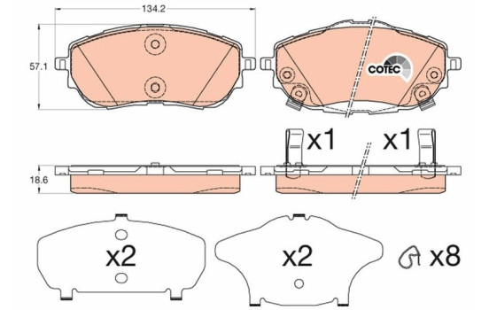 Kit de plaquettes de frein, frein à disque COTEC GDB3598 TRW, Image 2