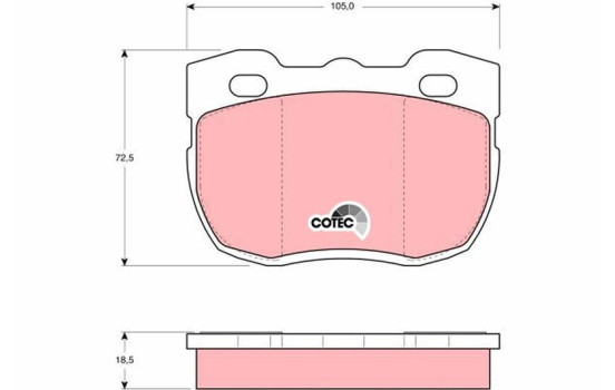 Kit de plaquettes de frein, frein à disque COTEC GDB394 TRW, Image 2
