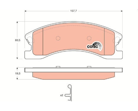 Kit de plaquettes de frein, frein à disque COTEC GDB4133 TRW, Image 2