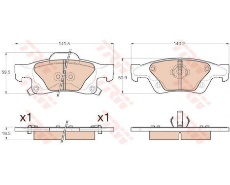 Kit de plaquettes de frein, frein à disque COTEC GDB4448 TRW