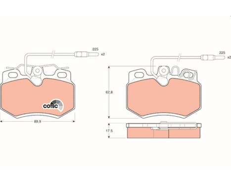 Kit de plaquettes de frein, frein à disque COTEC GDB446 TRW, Image 2