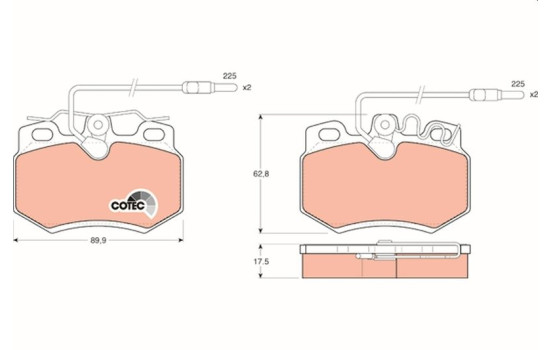 Kit de plaquettes de frein, frein à disque COTEC GDB446 TRW, Image 2