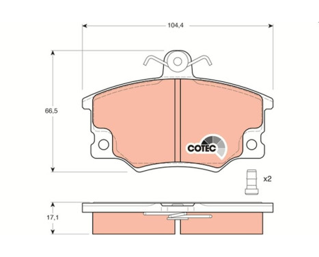 Kit de plaquettes de frein, frein à disque COTEC GDB458 TRW, Image 2