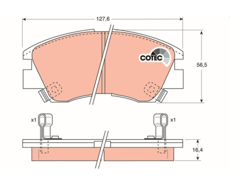 Kit de plaquettes de frein, frein à disque COTEC GDB729 TRW, Image 2