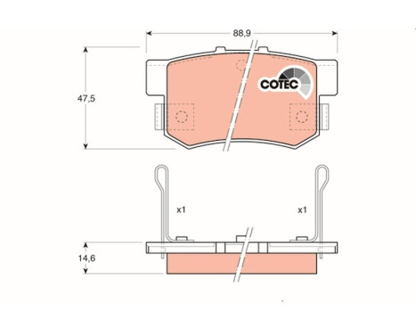 Kit de plaquettes de frein, frein à disque COTEC GDB774 TRW, Image 2